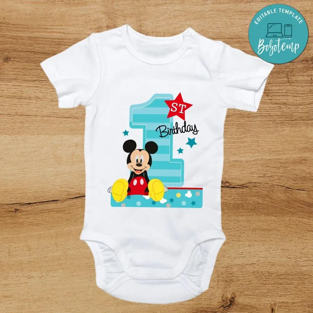 Mickey Mouse First Birthday PNG file template | Bobotemp