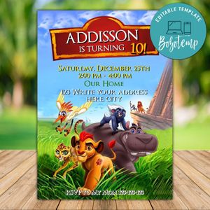 Printable The Lion Guard Birthday Flyer Instant Download