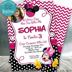 Editable Pink Minnie Mouse Invitations With Photo PDF