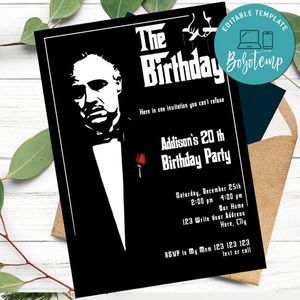 Printable Godfather Birthday Party Invitation Instant Download