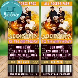 Editable BTS Party Invitation Instant Download