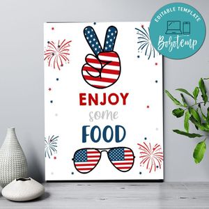 4th Of July Birthday Party Favor Sign Template to Print at Home Instant Download