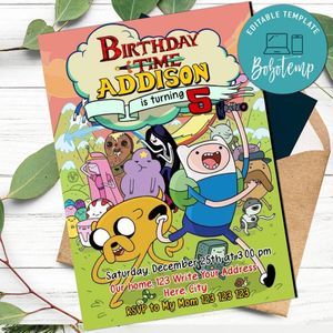Adventure Time Invitation Template to Print at Home Instant Download