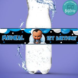 Black Boss Baby Bottle Label Template to Print at Home Instant Download
