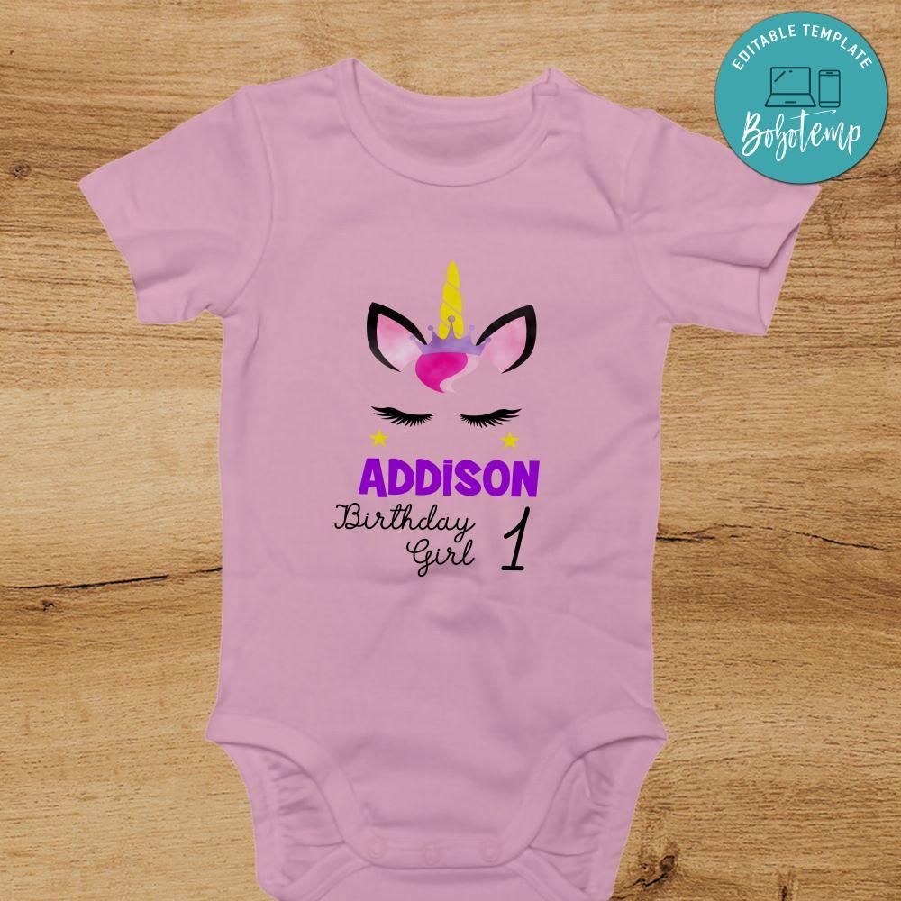 Unicorn 1st Birthday Baby Onesie