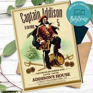 Captain Morgan Birthday Invitation Template to Print at Home Instant Download