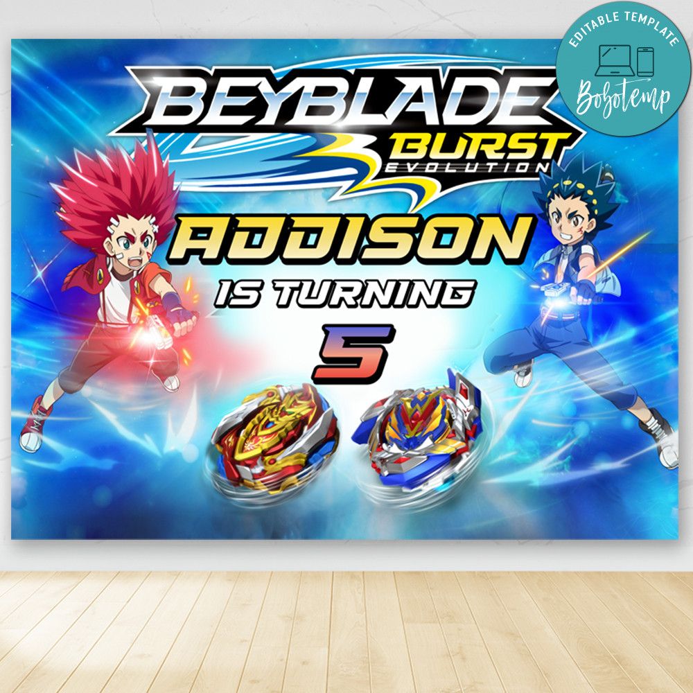 Printable Beyblade Birthday Backdrop Digital File DIY | Bobotemp