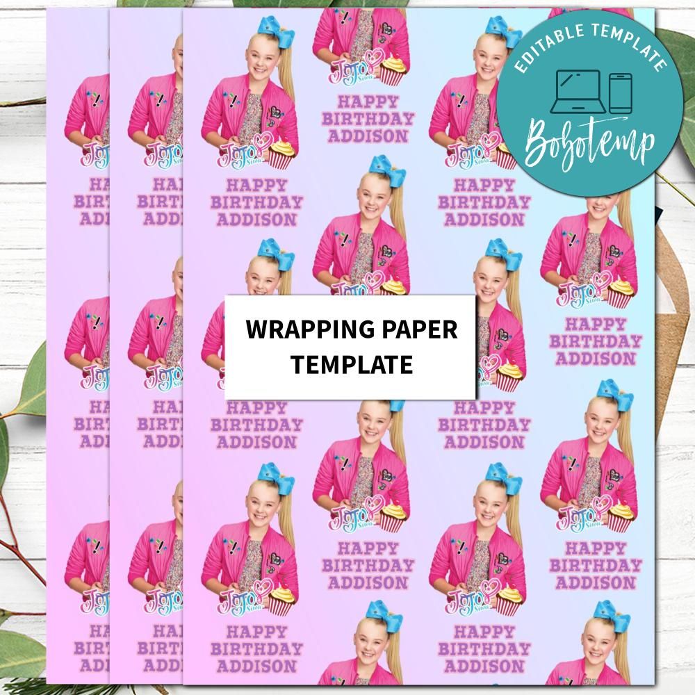 Jojo Siwa Wrapping Paper Printable Template Instant Download | Bobotemp