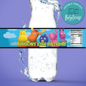 Backyardigan Water Bottle Label Template to Print at Home Instant Download