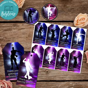 Printable Dance Emotes Gift Bag Labels Birthday Invitation Instant Download