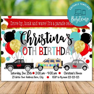 Drive By Birthday Invitation Printable Instant Download
