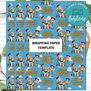 Toy Story Gift Wrap Template to Print at Home Instant Download