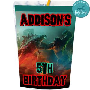 Godzilla and Kong Capri Sun Labels Digital File Printable Instant Download