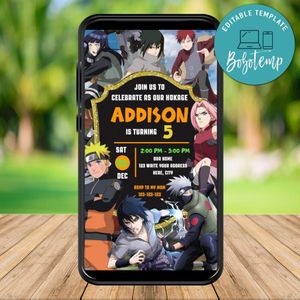 Mobile Naruto Electronic Invite Invitation Template Instant Download