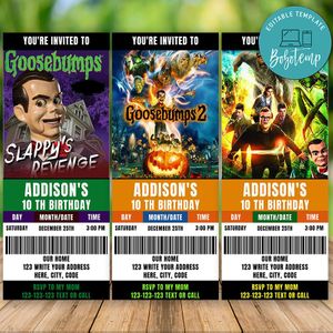 Goosebumps Ticket Invitation Customizable Template Instant Download