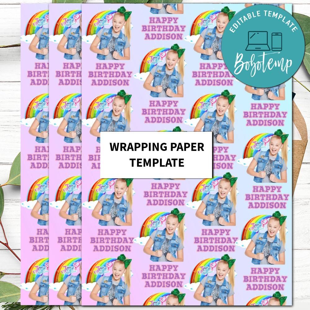 Jojo Siwa Wrapping Paper Template to Print at Home DIY | Bobotemp