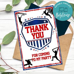 American Ninja Warrior Thank you card Template to Print at Home Instant Download