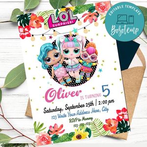 Lol Surprise Dolls Aloha Birthday Flyer Printable Instant Download