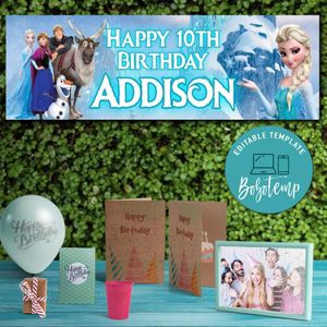 Disney Frozen Elsa Birthday Banner Printable Instant Download