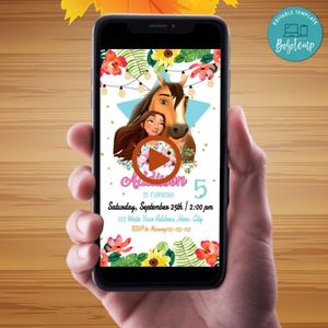 Spirit Riding Free Video Invitation Digital Template Customizable Instant Download