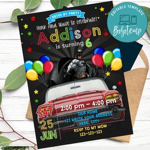 Batman Superhero Drive By Birthday Parade Invitation Printable Instant Download