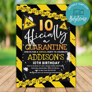 Printable Officially A Quaranteen Birthday Invitation Instant Download
