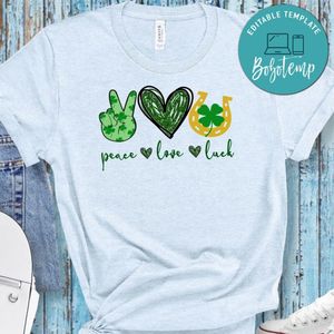 Peace Love patrick's Day PNG file template