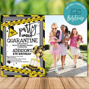 Printable Quarantine Drive By Birthday Parade Invitation with Photo Instant Download
