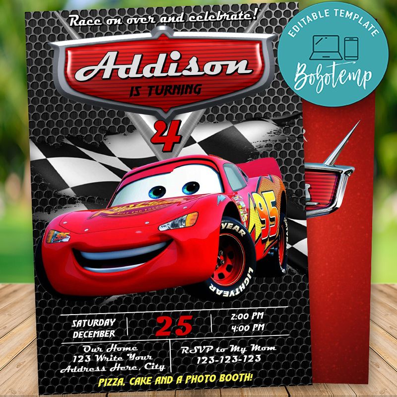 Editable Disney Cars 3 Birthday Invitation Instant Download | Bobotemp