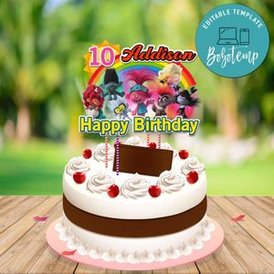 Printable Trolls World Tour Birthday Cake Topper Template Instant Download