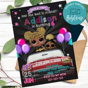 Lol Surprise Queen Bee Drive By Birthday Parade Invitation Printable Instant Download