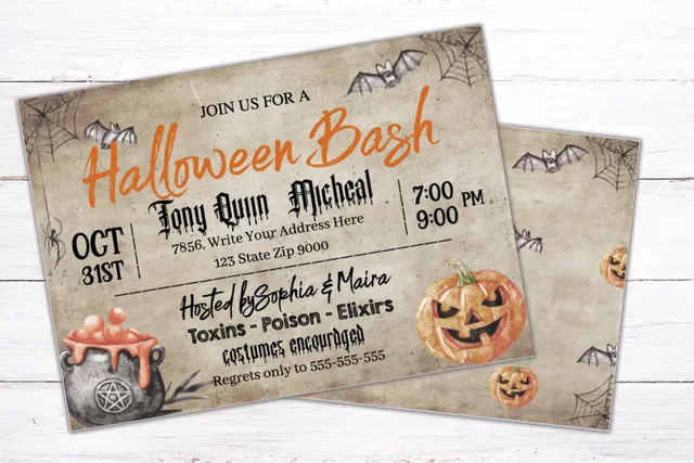 open lace back dress Kid-Friendly Halloween Costume Party Invitations with Envelopes