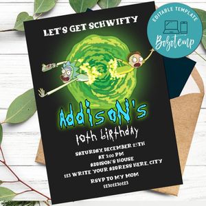 Printable Rick and Morty Birthday Flyer Instant Download