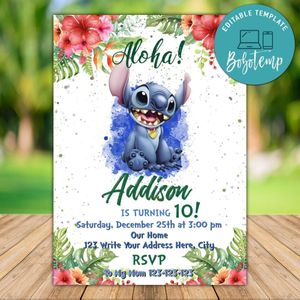 Printable Lilo and Stitch Luau Invitation Template Instant Download