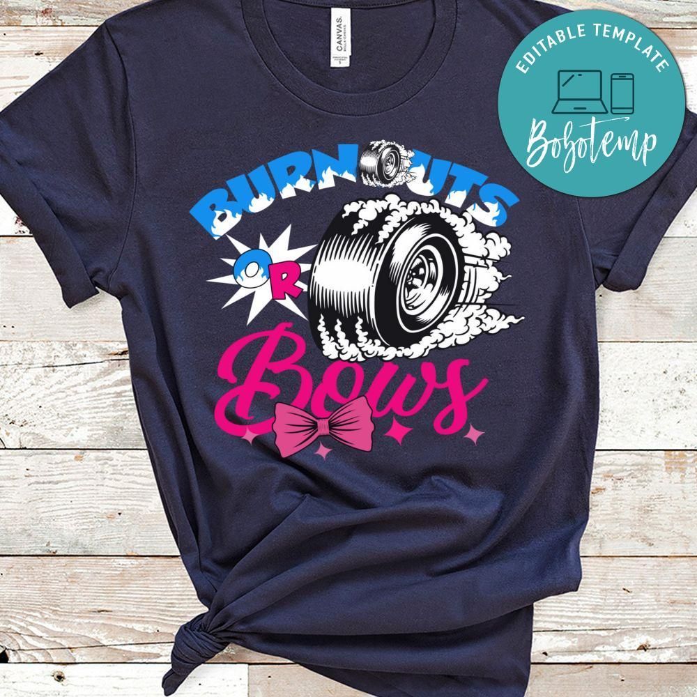 Burnouts or Bows Gender Reveal Party PNG file template