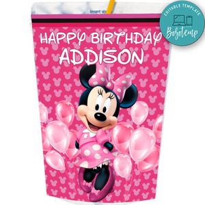Minnie Mouse Capri Sun Birthday Labels Digital File Printable Instant Download