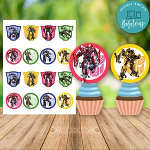 Transformer Birthday Cupcake Topper Digital File Printable Instant Download