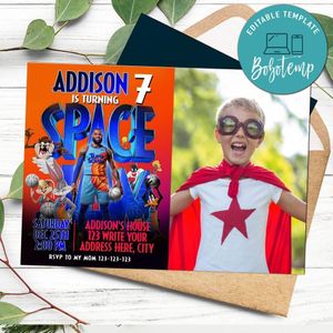 Space Jam 2 Invitation Template With Photo Customizable Instant Download