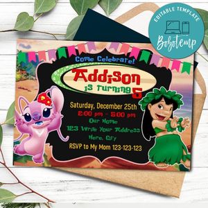 Angle & Lilo Invitation Template to Print at Home Instant Download