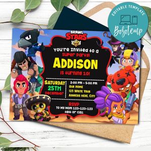 Brawl star Birthday Flyer Template to Print at Home Instant Download