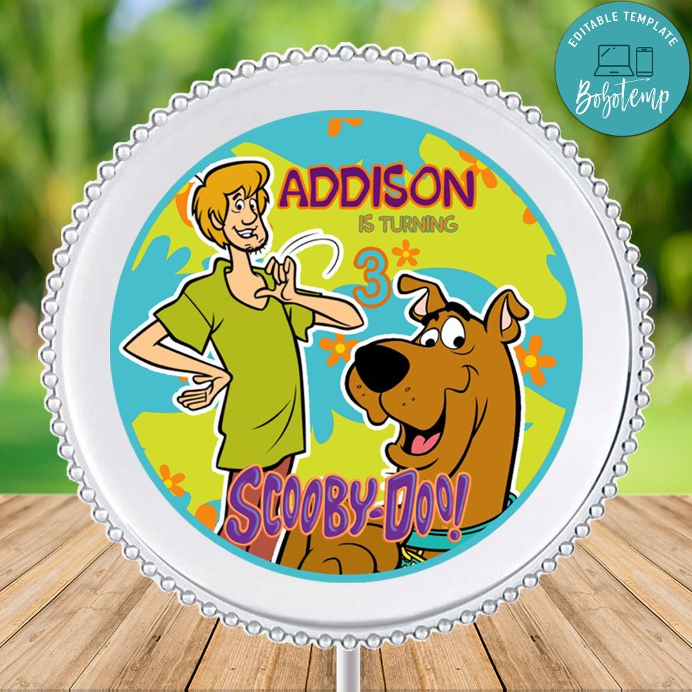 Scooby Doo Charger Plate Label Template to Print at Home Instant Download