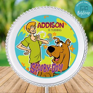 Scooby Doo Charger Plate Label Template to Print at Home Instant Download