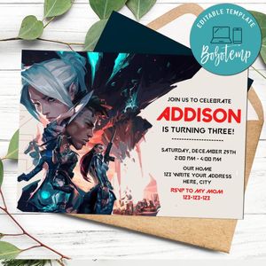 Valorant Invitation Template to Print at Home Instant Download
