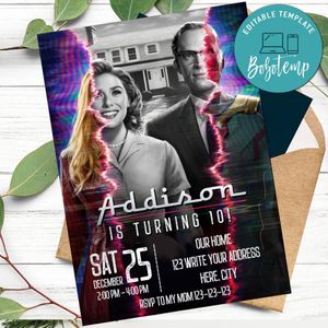 Wandavision Invitation Template to Print at Home Instant Download