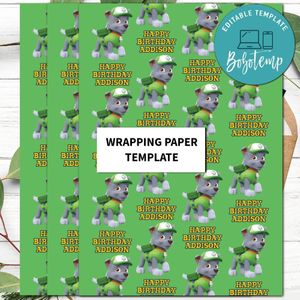 Rocky Paw Patrol Wrapping Paper Template to Print at Home Instant Download