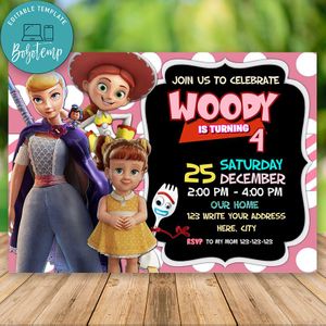 Editable bo peep toy story 4 Invitation Instant Download