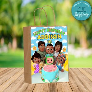 Custom Cocomelon African American Gift bag Label to print at home Instant Download