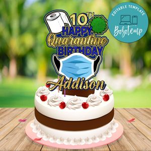 Printable Happy Birthday Quarantine Centerpiece Template Instant Download