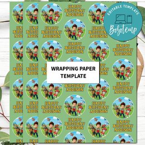 Paw Patrol Gift Wrap Template to Print at Home Instant Download