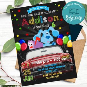 Blues Clues Drive By Birthday Parade Invitation Printable Instant Download